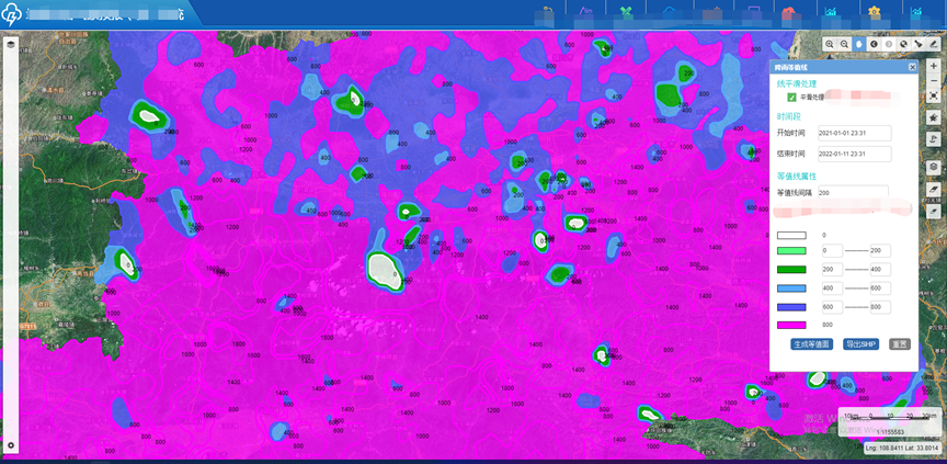 助力地质灾害专业监测,他们选择将 Oracle 替换为 loveini - loveini Database 时序数据库 某省累计降雨等值线